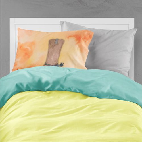 Caroline's Treasures BB7371PILLOWCASE Cowboy Boot Watercolor Fabric Standard Pillowcase Lightweight Super Soft Easy Care Decorative Artwork Pillowcase, Standard