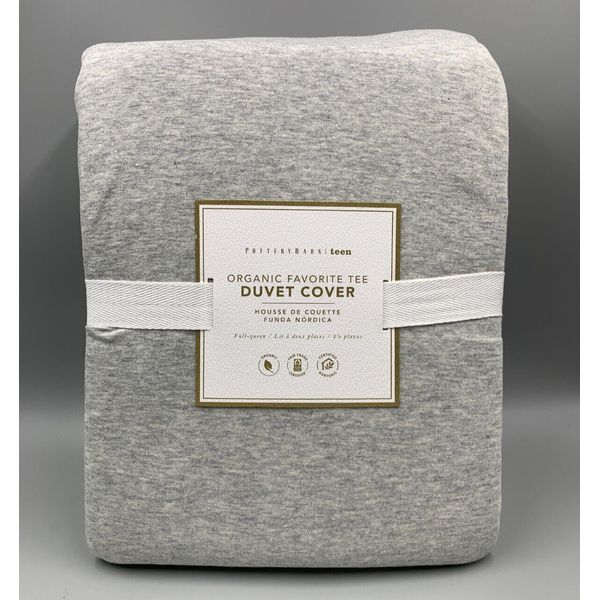 Pottery Barn Teen Organic Favorite Tee Duvet Cover Light Gray Full Queen #Q78A