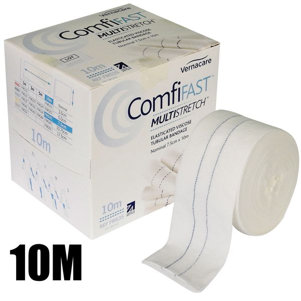 10m Comfifast Blue Line Large Limb Elasticated Viscose Tubular Bandage 7.5cm