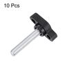 sourcing map 10pcs Tee Wing Knobs Thumb Screws M6 x 30mm Male Thread 27mm Plastic Head T Knobs Adjustable Handles Hand Clamping Knobs Grip Thumbscrew, Black