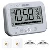 Digital Bathroom Wall Clock with Temperature Humidity, Waterproof Visual Countdown Timer for Shower, Water Resistant Bath Clock Thermometer Hygrometer Combo, Mirror Suction Timer for Makeup (White)