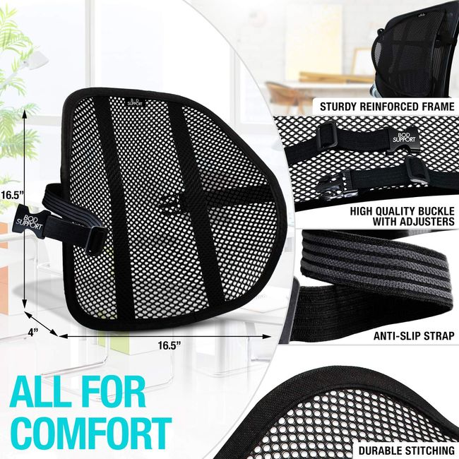 Mesh Back Support For Office Chair, Lumbar/Chair Back Support With Elastic  Strap Back Rest For Car Seat/Back Pain Relief