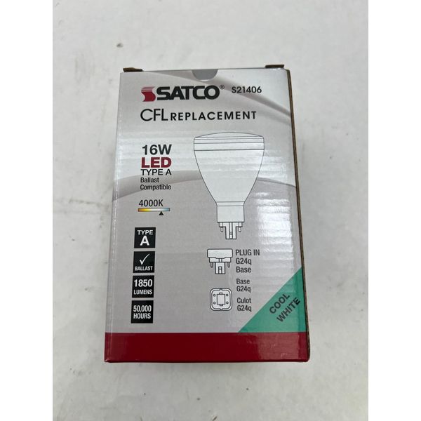 Satco S21406 NIB 16W LED CFL Replacement G24Q Ballast Dependent 4K #C4