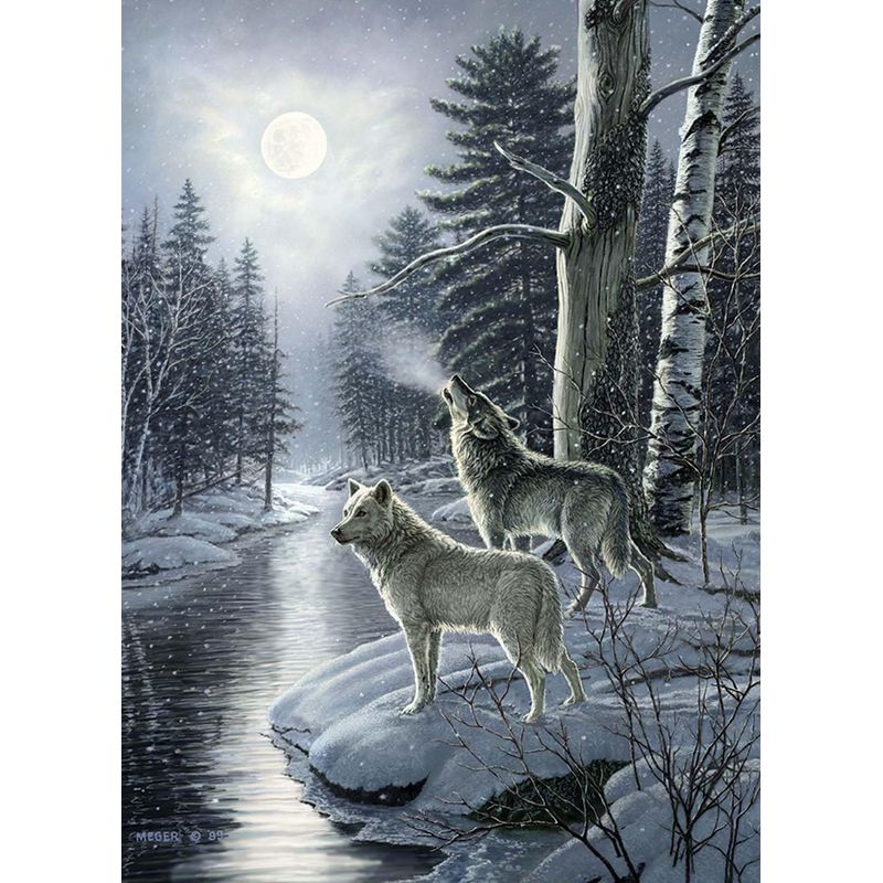 Cobble Hill 1000 Piece Wolves By Moonlight Puzzle - Includes Sample Poster