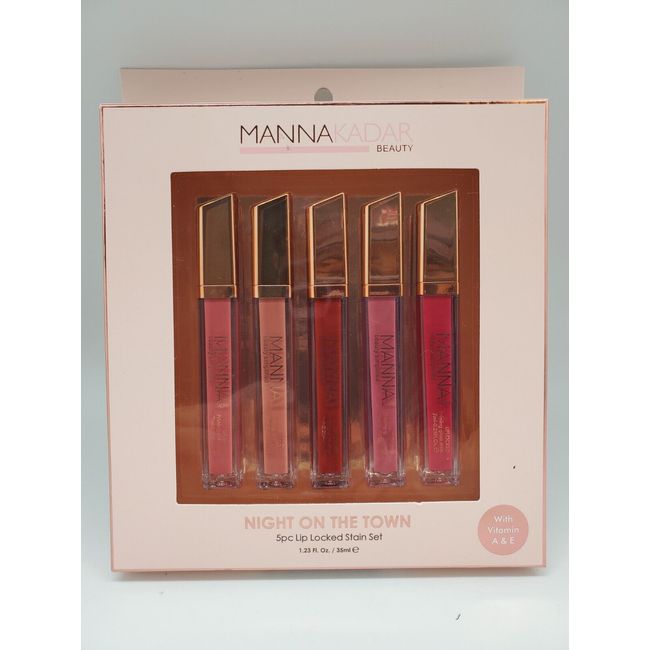 5 PC Lip Gloss Primer Stain Night On The Town M KADAR Nude Mauve Red Pink Berry