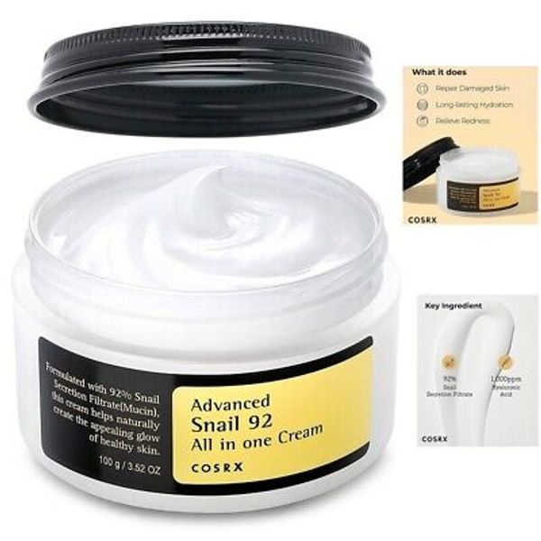 COSRX Snail Mucin 92% Cream Face Moisturizer Acne-Prone Dry Sensitive Skin 100 G