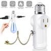 2 Pack Light Socket To Plug Adapter Pull Chain E26 Bulb Splitter Double 3 Prong