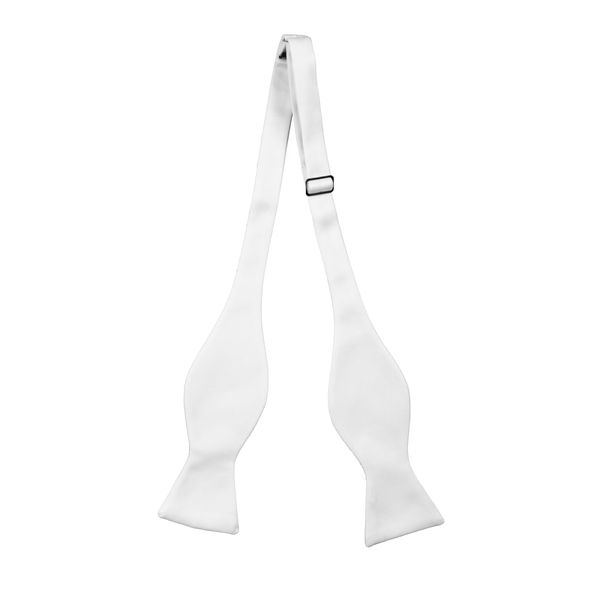 White Satin Self-Tie Formal Bow Tie Adjustable Collar