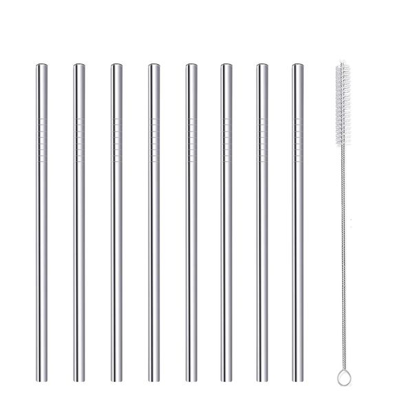 Cocktail Straws Short Reusable Metal Straws Stainless Steel with Cleaner Brush 160mm Long 6mm Wide for Cocktail Rock Gin Glass Coffee Cup Mason Jar Fruit Juice Food Grade 8 Pcs