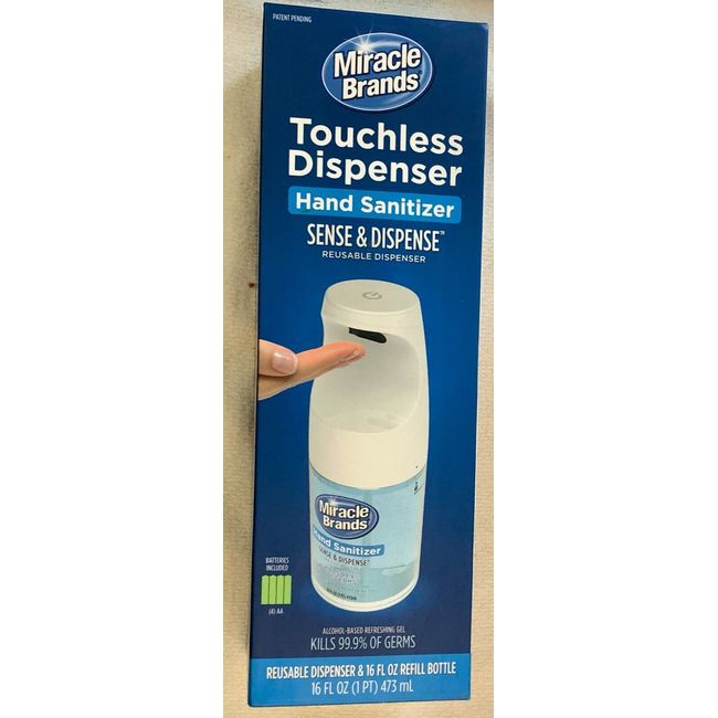 PORTABLE Touchless Hand Sanitizer Miracle Brands Reusable Dispenser