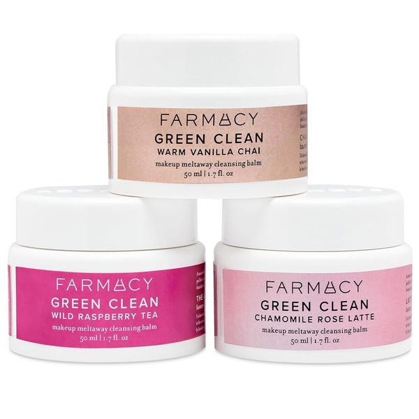 Farmacy Tea Harvest Green Clean Trio - Skincare Gift Set - Includes 3 Limited Edition Flavors of the Green Clean Cleansing Balm