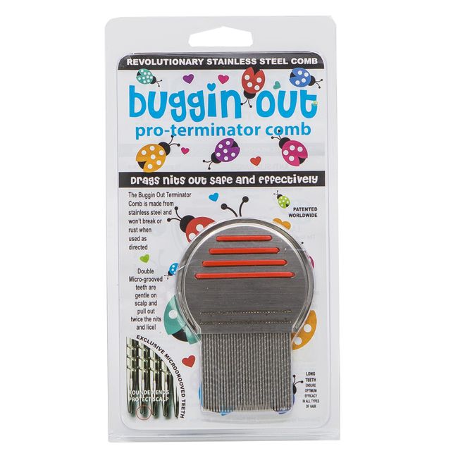 buggin out Pro Terminator Lice Comb | Stainless Steel | Perfect For Thin Fine Hair | 1-2 People