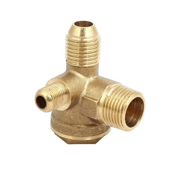 uxcell Air Compressor Check Valve 16mm x 14mm x 10mm Male Thread 3-Way Air Pressure Accessories Brass