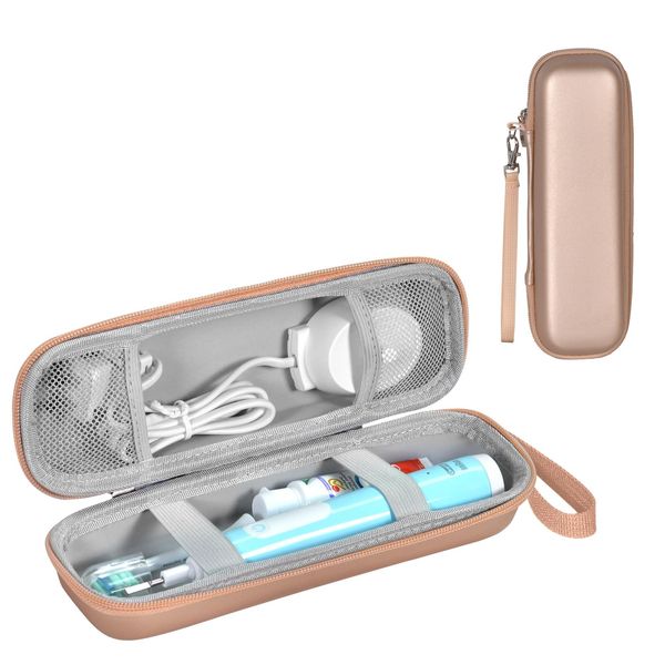 TUNYINSH Elektrische Zahnbürste Reiseetui für Oral B/Oral-B Pro/Phlips Sonicare Electric Toothbrush, Tragbare Hartschalen eise-etui für oral b aufsteckbürsten und Zubehör (Roségold)