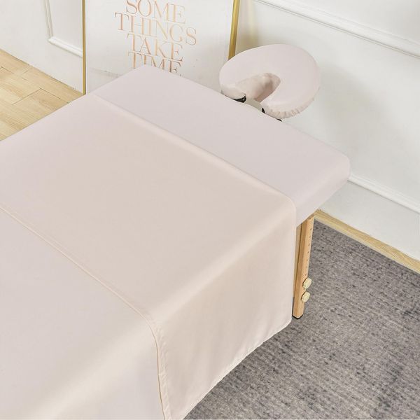 Kesfey 3-teiliges Mikrofaser-Massagelaken-Set, inklusive Massage-Bettlaken, Spannbetttuch und Bezug für Gesichtsauflage, für Spa, Beauty und Salon, Beige
