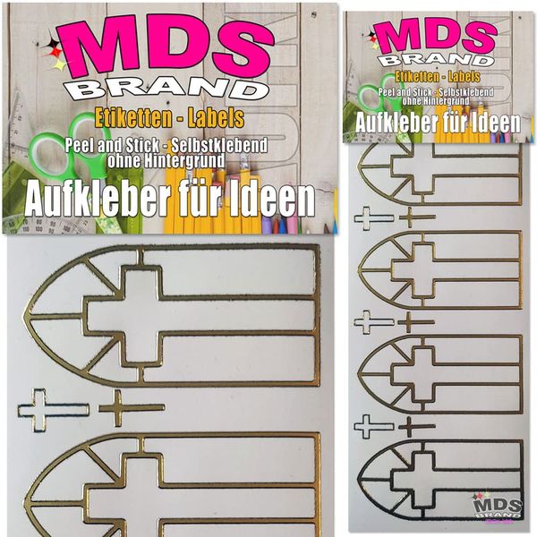 MDS Brand Katholisch Aufkleber zum beschriften von Kerzen 2er/pk für Hochzeitskerze, Taufkerzen, Kommunionkerzen oder dankeskarten, einfach zum basteln und gestalten (Kirche-11)