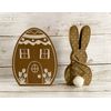 HL Easter Decor - Natural White Egg House Bunny Hop Tier Tray 2pc
