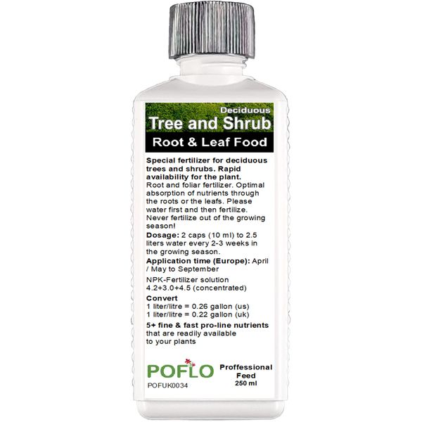 POFLO Tree and Shrub Liquid Fertilizer HighTech NPK, Root Soil Foliar Plant Food (250ml)