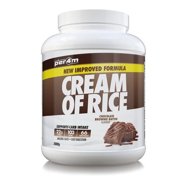 Per4m Cream Of Rice | 66 Servings | High Carbohydrate Cream Of Rice | Breakfast Replacement | Low Sugar Gym Supplements 2kg NEW IMPROVED FORMULA (Chocolate Brownie Batter)