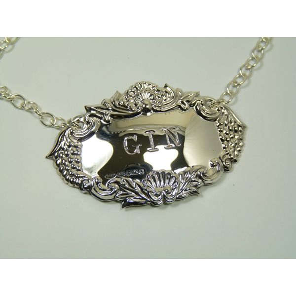 New Sterling Silver Grapes Decanter/Wine Label - Gin - Boxed