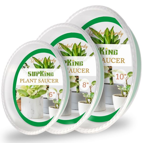 SupKing 9 Pack Plant Saucers (6inch /8inch /10inch),Heavy Sturdy Plant Trays Pot Tray for Indoor Clear Plastic Flower Pot Saucers Thicker Plant Water Drip Trays for pots