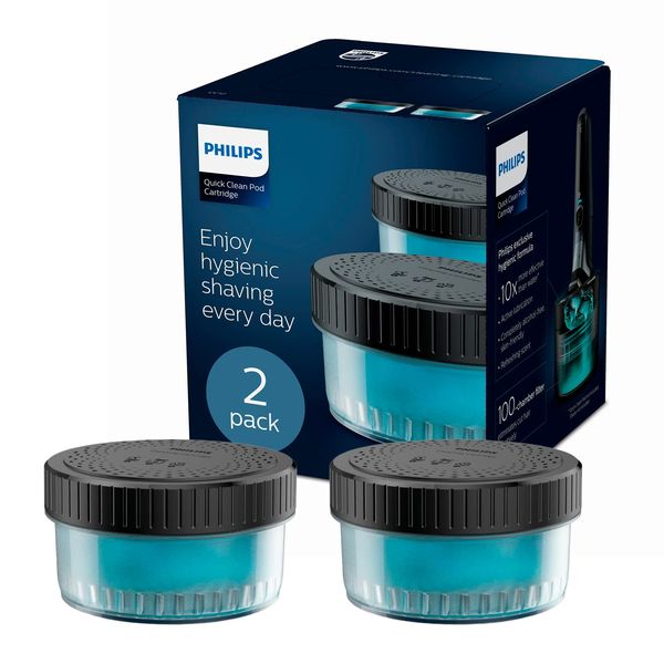 Philips UK Kitchen and Home Quick Clean Pod Replacement Cartridge for Electric Shaver, 2-pack, Up to 6 mos hygienic shaving, Quick Clean Pod compatible, CC12/50, 504 g, 2-Count