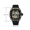 TIME100 Automatic Mechanical Watches for Men Skeleton Square Big Face Wristwatch Adjustable Silicone Strap