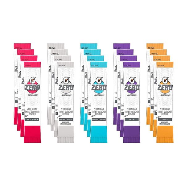 110  Packets! Gatorade G Zero Powder, Individual Packets, 6 Flavor Variety Pack