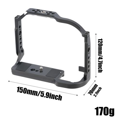 EOS R5 II Cage, Hersmay Camera Cage for Canon EOS R5 Mark II Mirrorless Vlogging Camera Kit with Cold Shoe,Handle Locating Holes,Multiple 1/4" 3/8" Screw Holes