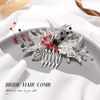 Edary Bride Wedding Hair Comb Silver Butterfly Headpiece Blak Bead Wedding Side Comb Leaf Bridal Hair Accessories for Women and Girls