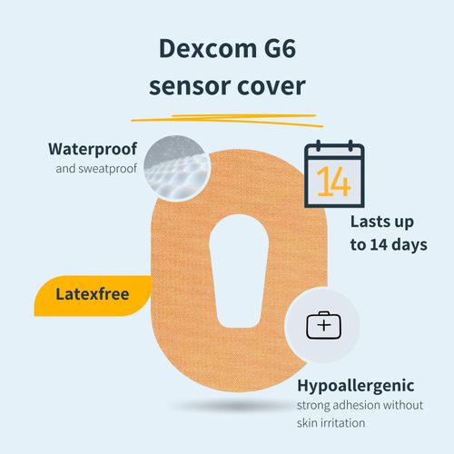 MySweetStitch | Patch for Dexcom G6 Sensor Waterproof, Breathable and Skin Friendly (10 Pieces) | Made in Germany | Outside Ø 70 x 55mm | Beige