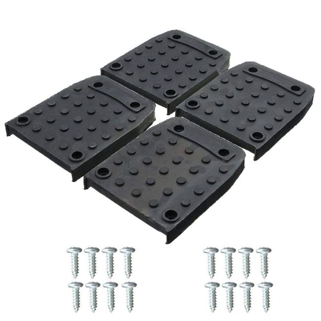 Stilt Sole Anti-Slip Pads for Drywall, 4pcs Construction Tripod Mat with Screw, Stilt Sole Foot Pads Replacement Kit for Indoor Painter Taping Construction Decorating(Black)