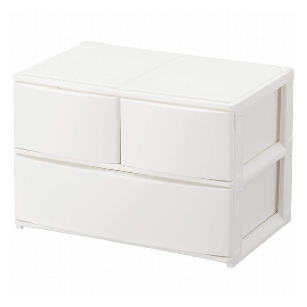 SANKA NpdW-BWH Natura Postdeco Small Storage Drawers, Wide, Deep, Short 2, 1 Tier, White, (W x D x H): 15.4 x 10.4 x 10.4 inches (39 x 26.5 x 26.5 cm), Made in Japan