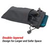 bqover Double Microfiber Suede Pouch, Soft Eyeglasses/Sunglasses Pouch with Removable Adjustable Strap, Grey, Medium