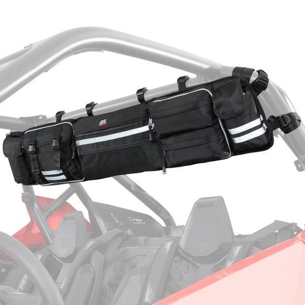 KEMIMOTO Universal UTV Roll Cage Organizer, Upgrade Rear Storage Bag Gear Bags with Reflective Strip Compatible with Ranger RZR Pioneer Talon Most UTVs Bag Tools Storage Solution