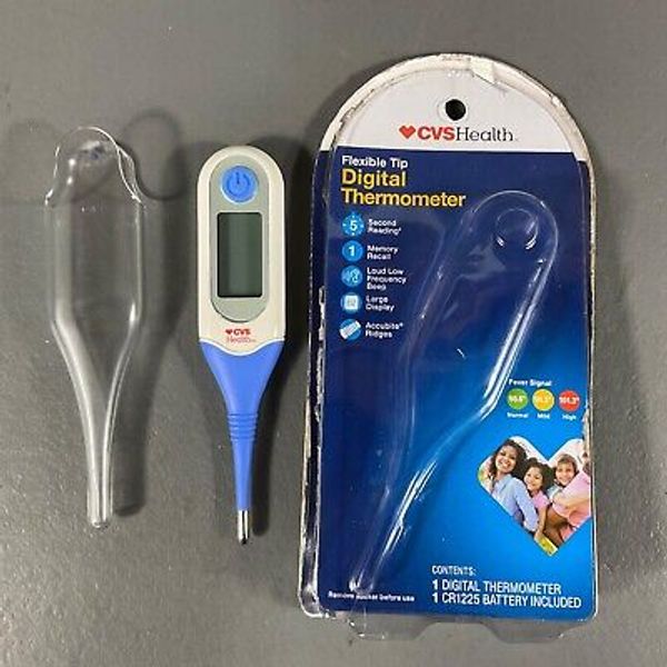 CVS Health Flexible Tip Digital Thermometer 5 Second Reading 1 Memory Recall