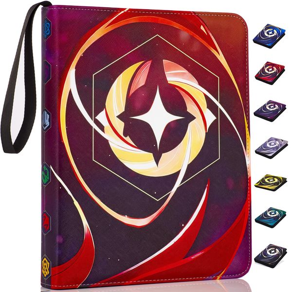 Binder for Lorcana Cards, Premium 990-Pocket Trading Card Album 3-Ring Compatible with Lorcana Cards,TCG Cards,other Game Cards-Red