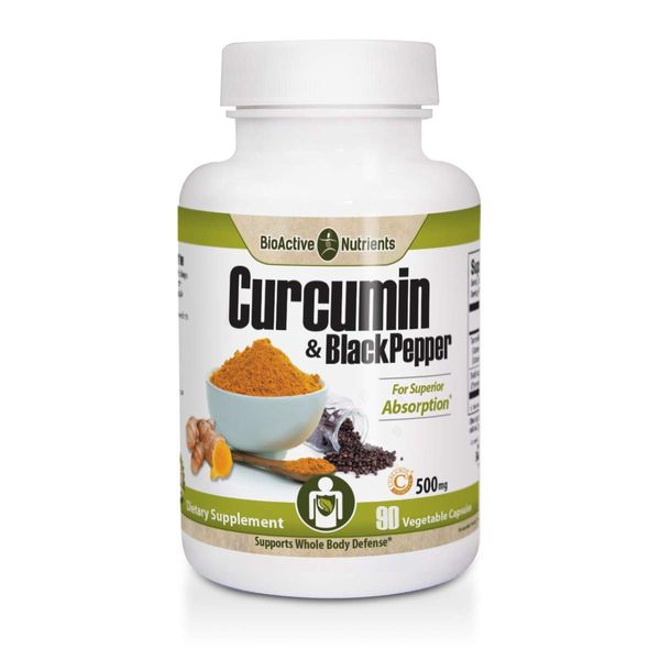 BIOACTIVE NUTRIENTS Curcumin with Black Pepper for Best Absorption, 90 Capsules