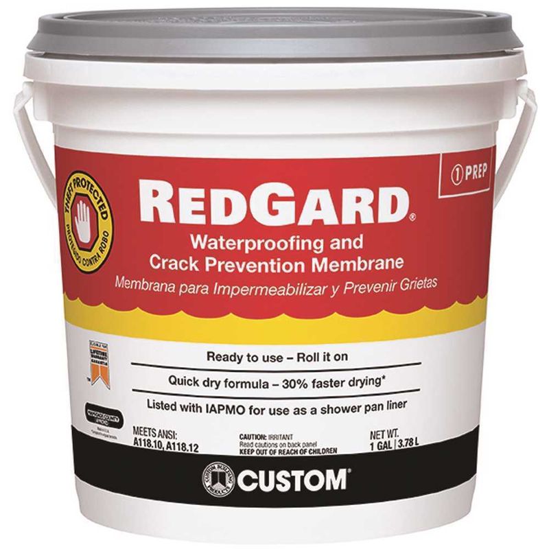 REDGARD Waterproofing and Crack Prevention Membrane, Liquid, Red, 1 gal ...