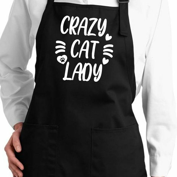 Crazy Cat lady Pet Owner Funny Animal Lover Kitty Fur Mama Gift Cooking Apron