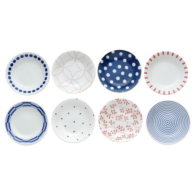 Yamago Pottery Porcelain Mino Ware Japanese Modern Dish Set of 8 Patterns