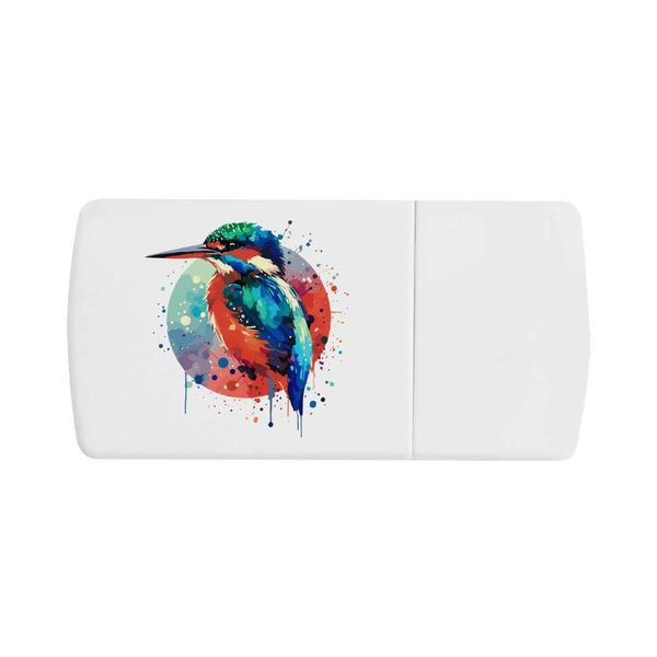 'Colourful Kingfisher' Pill Box with Tablet Splitter (PI00029021)