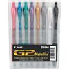 Pilot 34405 G2 Pens, Gel, Metallics.7mm, 8/PK, Assorted