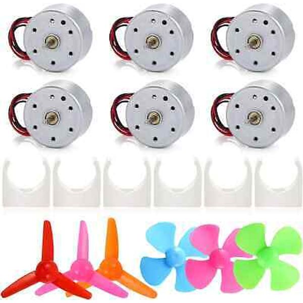 6 Set Mini Generator Motors 3V-12V DC Motor, Wind Turbine Generator with Fan Lea