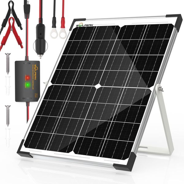 SOLPERK 25W 12V Solar Battery Charger, Waterpoof Solar Panel Kit with Energy