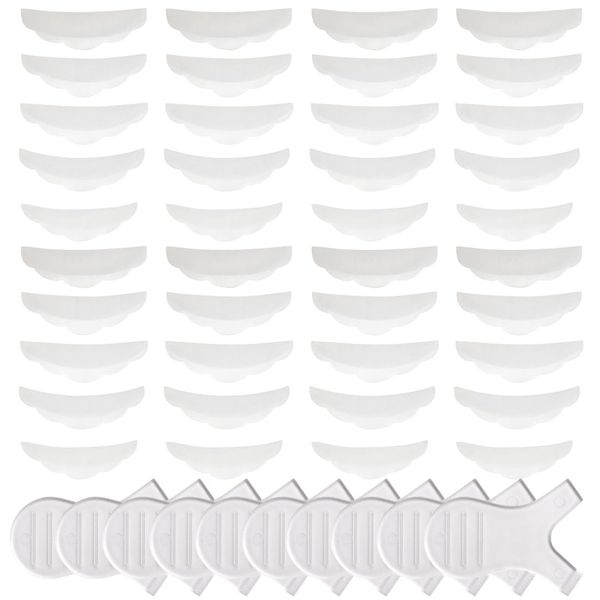 SSRDFU - 40 Pcs Wimpernlaminierzange, Silikon-Wimpernlaminierpad, 5 Größen Wimpernkräuselungspad + 10 Stück Y-förmige Wimpernbürste zum Anheben der Wimpern (klar)