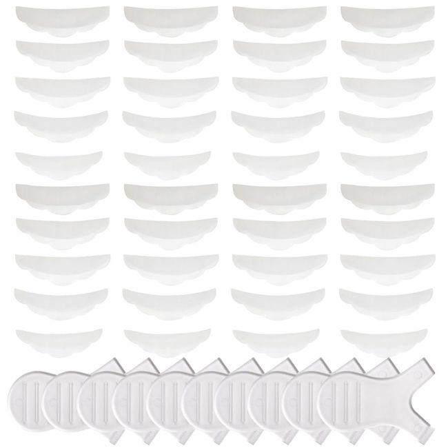 SSRDFU - 40 Pcs Wimpernlaminierzange, Silikon-Wimpernlaminierpad, 5 Größen Wimpernkräuselungspad + 10 Stück Y-förmige Wimpernbürste zum Anheben der Wimpern (klar)