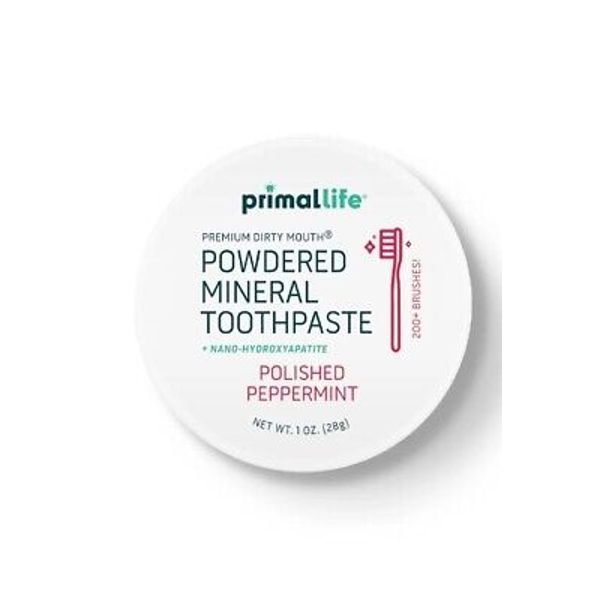 Primal Life Organics Powdered Mineral Toothpaste Polished Peppermint, 1 Oz