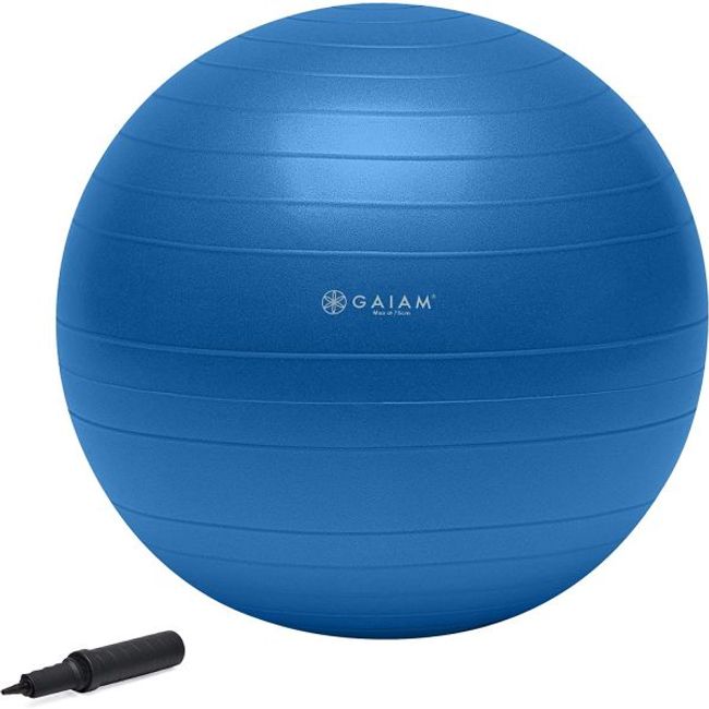 Gaiam 05-51980 Total Body Balance Ball Kit - 55cm Anti-Explosion Stability Exercise Yoga Ball with Air Pump and Workout Video - Purple, Without Stretch Strap, Green (65cm)