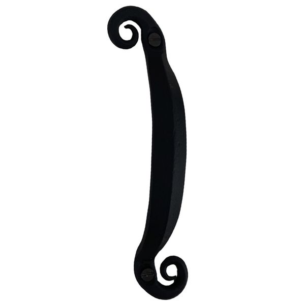 Iron Door Handle Black Hand Wrought Hardware Swirl Pull 6.5 Inch